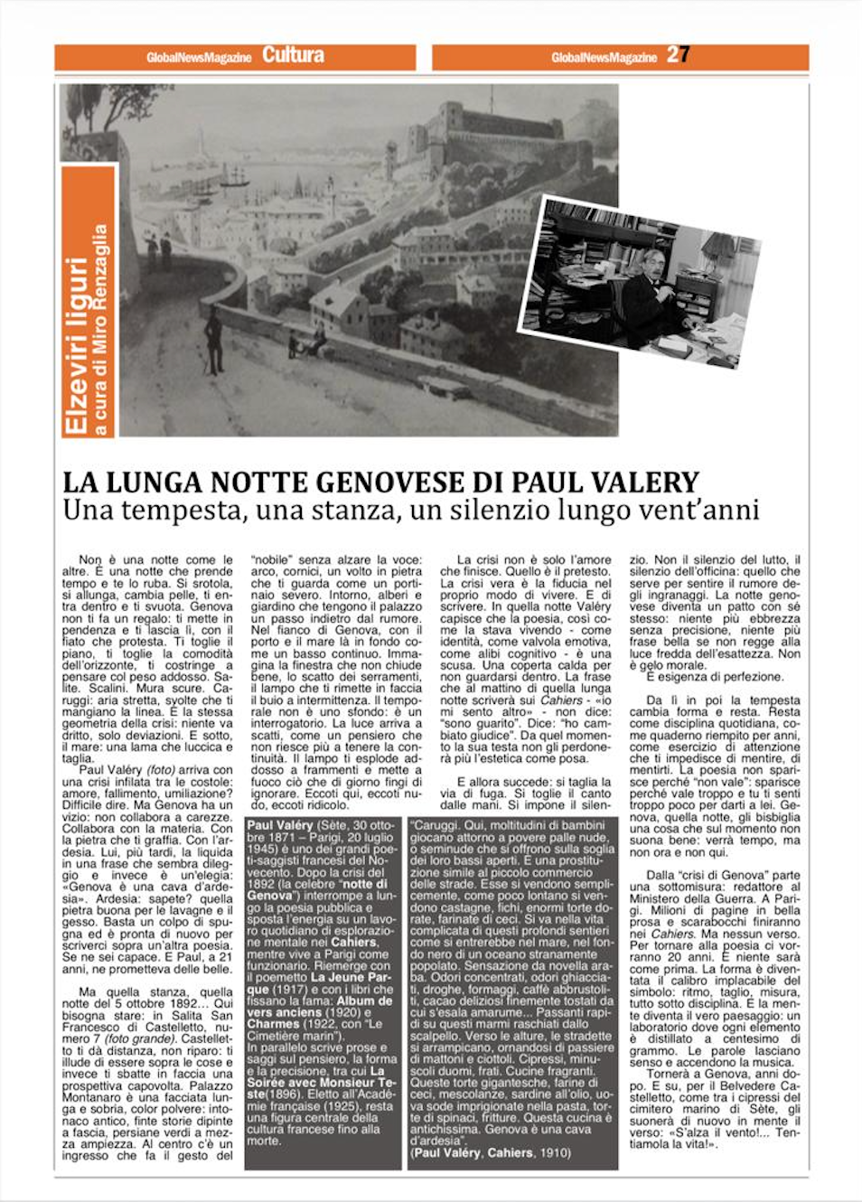 LA LUNGA NOTTE GENOVESE DI PAUL VALERY. Una tempesta, una stanza, un silenzio lungo vent'anni