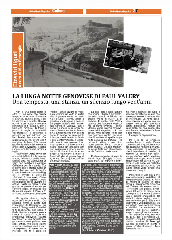 LA LUNGA NOTTE GENOVESE DI PAUL VALERY. Una tempesta, una stanza, un silenzio lungo vent'anni